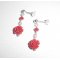 Earrings with carved gorgon rose and pearls on 925 silver studs