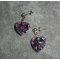 Purple heart earrings with Swarovski crystal on 925 silver studs