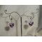 Purple heart earrings with Swarovski crystal on 925 silver studs