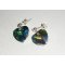 Green heart Swarovski crystal earrings on 925 silver studs