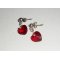 Boucles d'oreilles coeur rouge en cristal de Swarovski sur clous argent 925