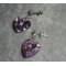 Purple heart earrings with Swarovski crystal on 925 silver studs