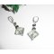 Green crystal diamond earrings on 925 silver