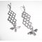 Honeycomb earrings with small silver bee