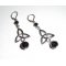 Celtic triangle earrings with black bohemian crystal beads on silver sleeper