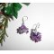 Original purple flower earrings with crystal beads