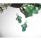 Original flower earrings with green crystal beads