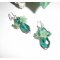 Original flower earrings with green crystal beads