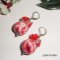 Red flowery pearl earrings with crystal beads