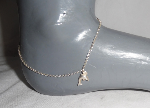 Bracelet/ankle chain with dolphin on 925 silver chain