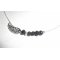 Ankle bracelet with wing and black bohemian crystal beads on 925 silver chain