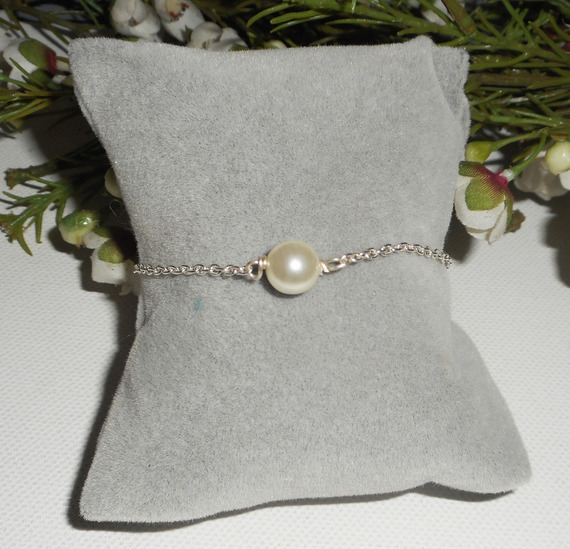 925 silver bracelet with ecru cultured pearl