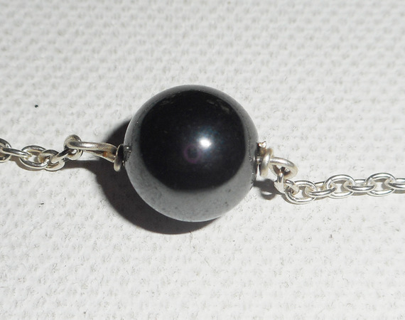 925 silver bracelet with hematite pearl on silver chain