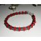 Hematite stone bracelet with red crystal beads and silver 925