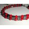 Hematite stone bracelet with red crystal beads and silver 925