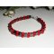 Hematite stone bracelet with red crystal beads and silver 925