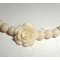 Pearls and rose bracelet in raw gorgon on silver clasp