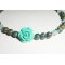 Green gorgonian pearl and rose bracelet on silver clasp