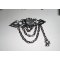 Black cat brooch with crystal rhinestones and black chain