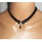 Black lace necklace with bohemian crystal drop