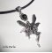 Fairy necklace with hematite stone on black leather