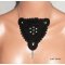 Black crocheted necklace with embroidered beads and cross