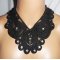 Original large choker necklace with black lace flowers and Swarovski crystal