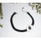 White poppy choker necklace on black braided cord