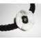 White poppy choker necklace on black braided cord