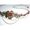 Bronze tiara with red bohemian crystal beads and floral design