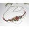 Bronze tiara with red bohemian crystal beads and floral design