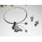 Original necklace set with grey butterfly set with crystal and agate stones