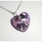 Purple heart pendant with Swarovski crystal on 925 silver chain