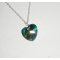 Green heart pendant with Swarovski crystal on 925 silver chain