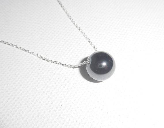 Hematite stone pendant on 925 silver chain