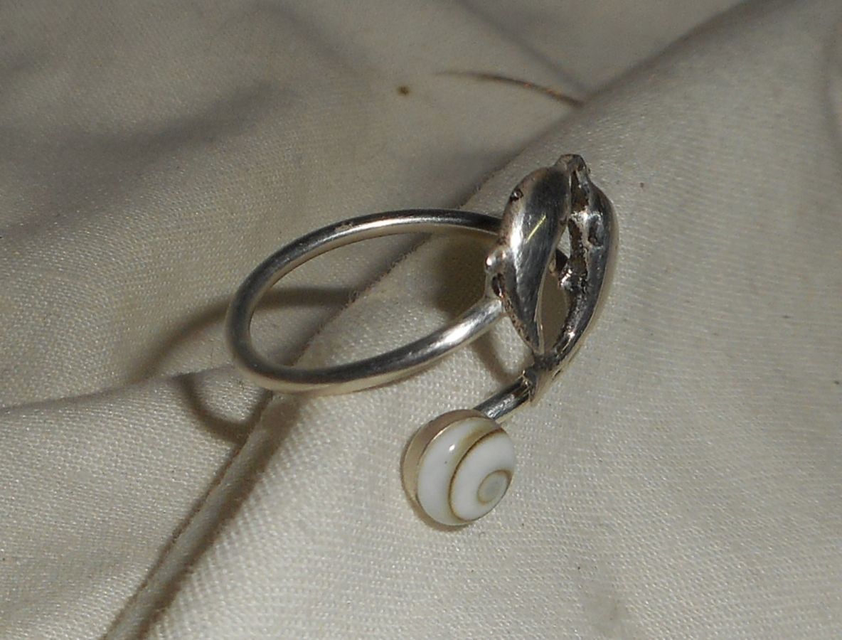 925 silver dolphin ring with eye of St Lucia