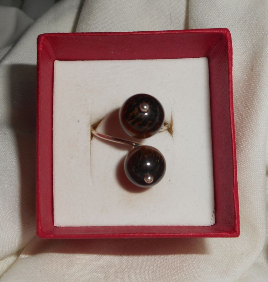 Original 925 silver ring with brown tiger eye stones