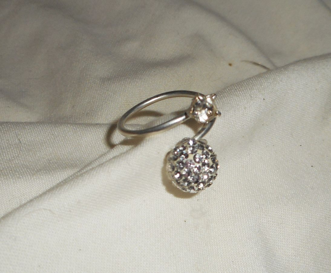 Original double Swarovski crystal ring in silver 925