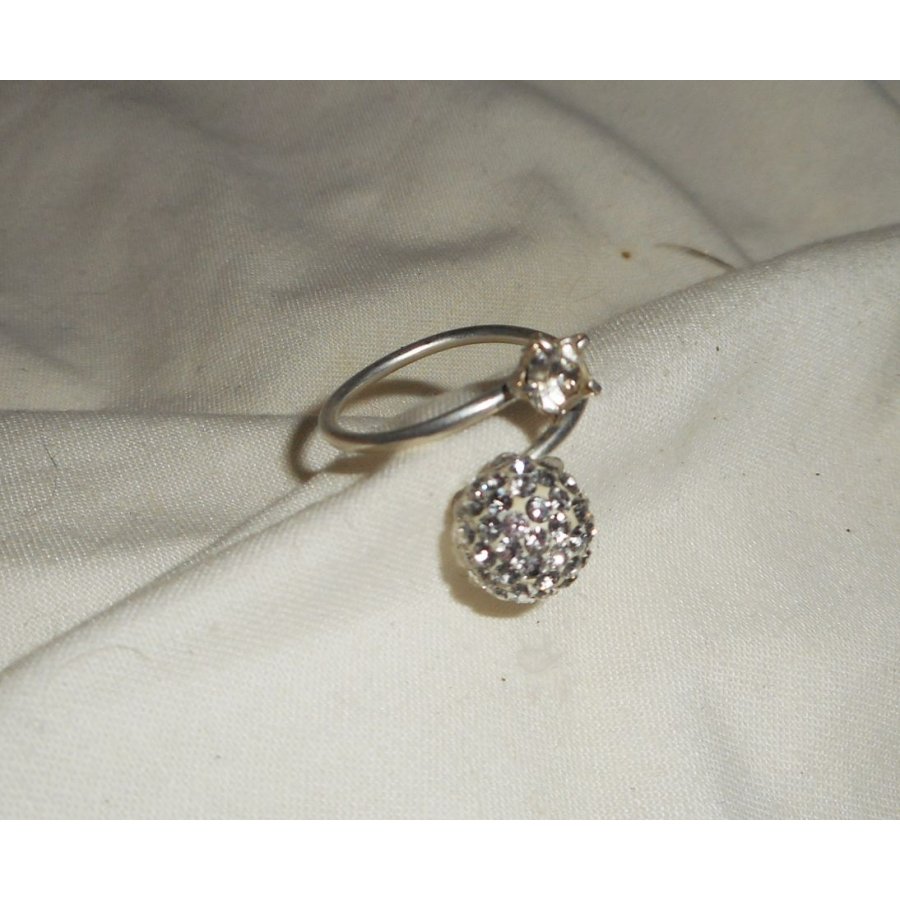 Original double Swarovski crystal ring in silver 925