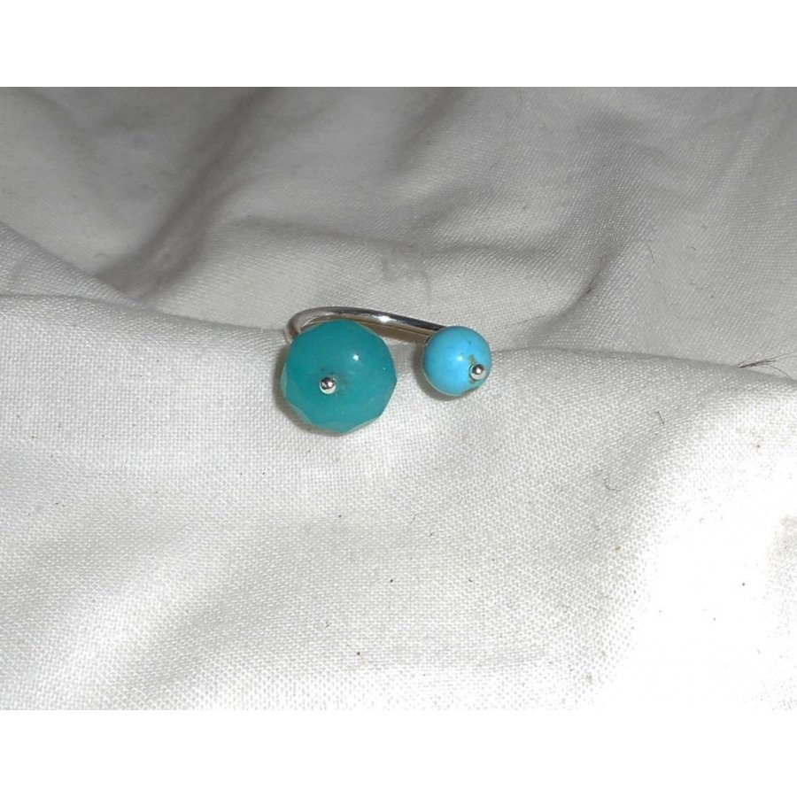 Original double blue stone ring in jade and turquenite and silver 925