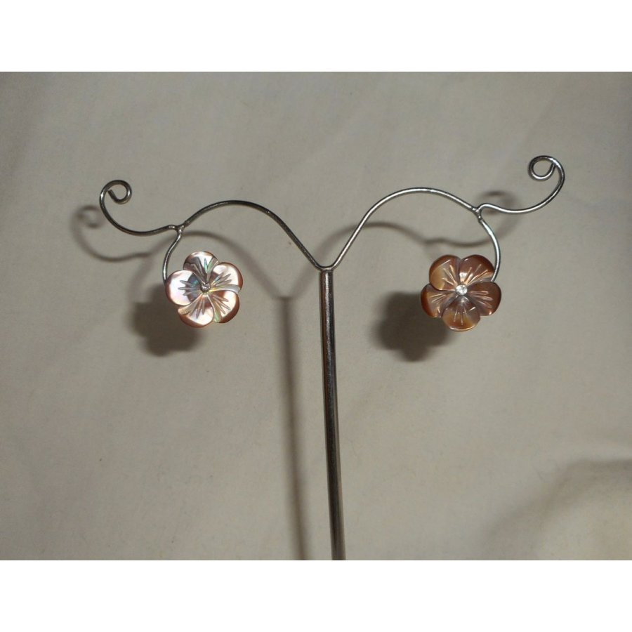 925 silver earrings with brown mother of pearl flower