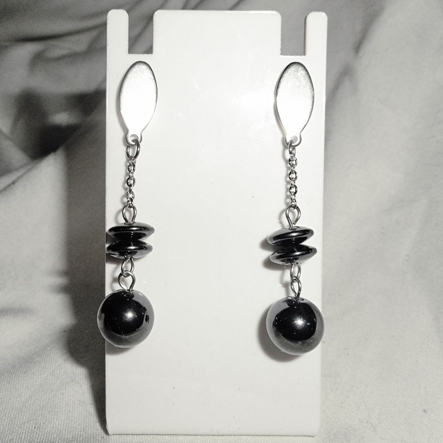 Hematite stone earrings on stainless steel