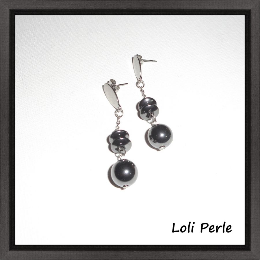 Hematite stone earrings on stainless steel