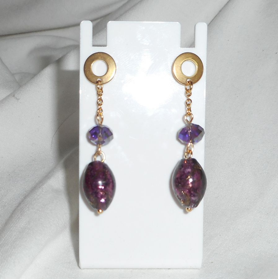 Murano glass and purple crystal earrings