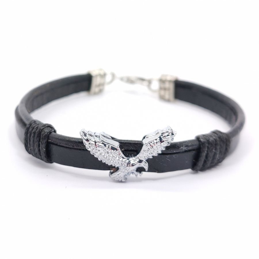 Eagle bracelet on leather cord 