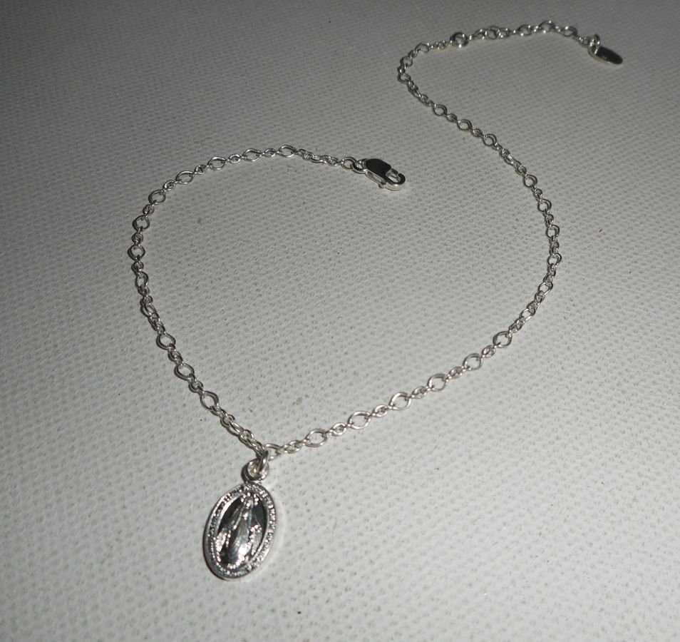 Bracelet/ankle chain with virgin medal on 925 silver chain