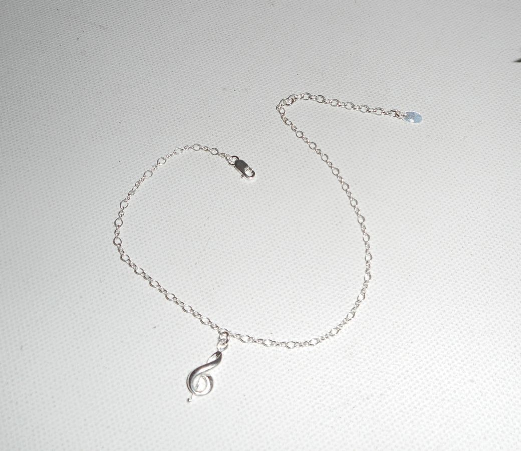 Bracelet/ankle chain with music note on 925 silver chain