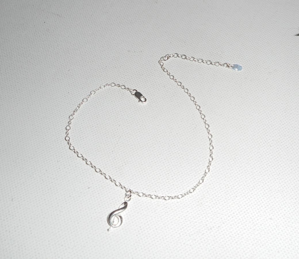 Bracelet/ankle chain with music note on 925 silver chain