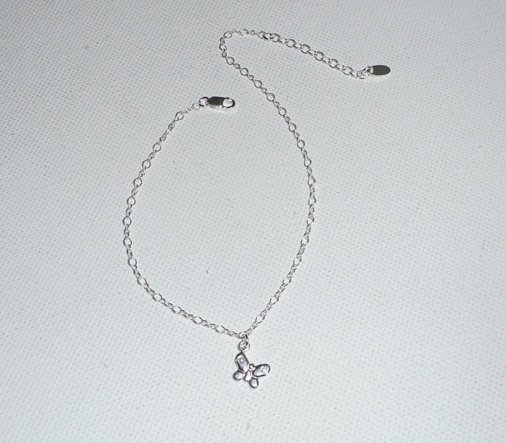 Ankle bracelet with butterfly on 925 silver chain