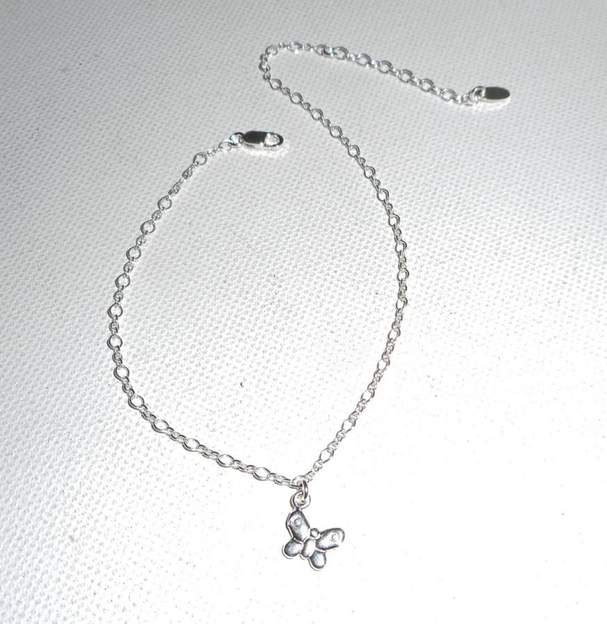 Ankle bracelet with butterfly on 925 silver chain